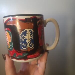 Vintage Potpourri 1993 South Western Two Steppin Cowboy Boots Coffee Mug